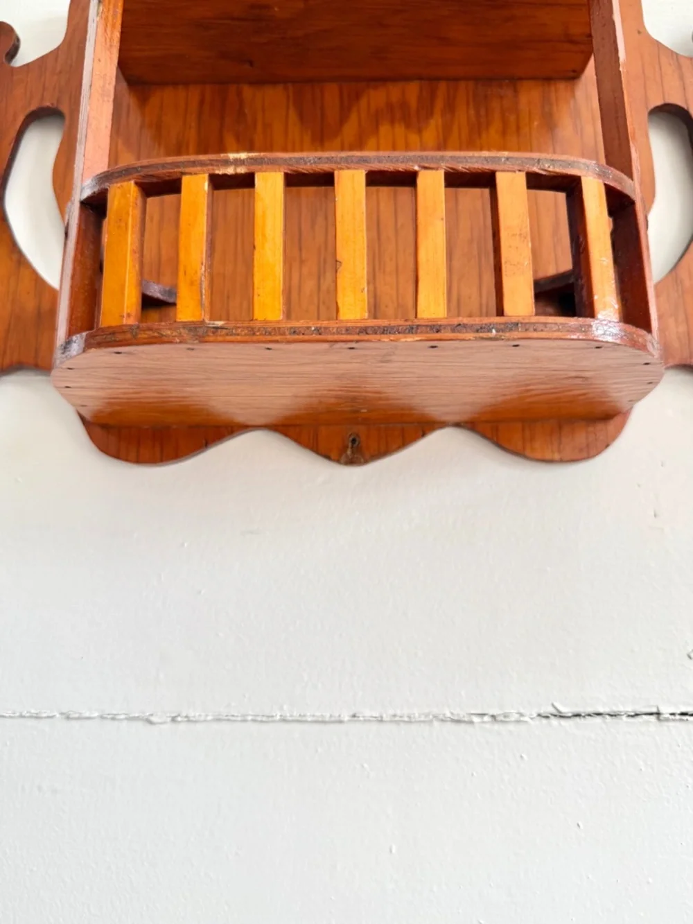 MCM Wood Wall Shelf Vintage Folk Art Mid Century Decor
